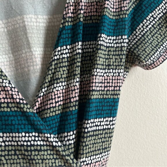 Pact Sz M Polka Dots Colorful Strip Wrap Organic Cotton Dress - Picture 9 of 9